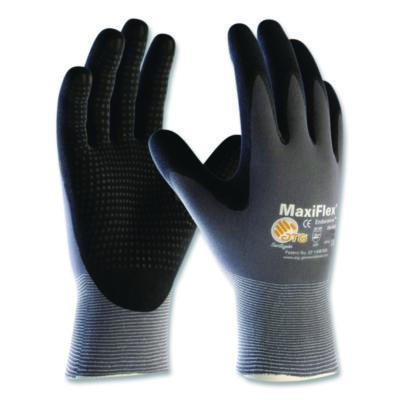 Ultimate Seamless Knit Nylon Gloves, Nitrile Microfoam Grip: Palm/Fingers, En388: 4131, Large, Gray, 12 Pairs