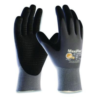 Ultimate Seamless Knit Nylon Gloves, Nitrile Microfoam Grip: Palm/Fingers, En388: 4131, Medium, Gray, 12 Pairs