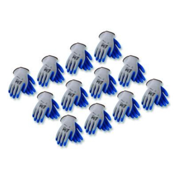 Gp Latex-Coated Cotton/Polyester Gloves, En388: 1111, 10" Long, Large, Gray/Blue, 12 Pairs