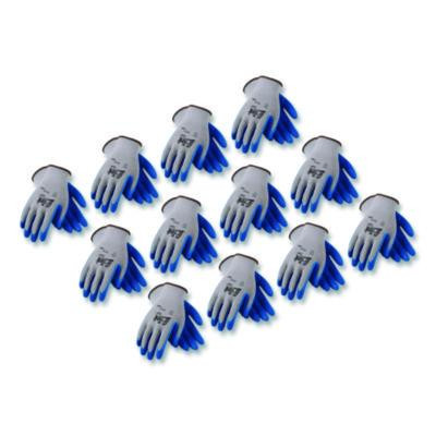 Gp Latex-Coated Cotton/Polyester Gloves, En388: 1111, 10" Long, Large, Gray/Blue, 12 Pairs