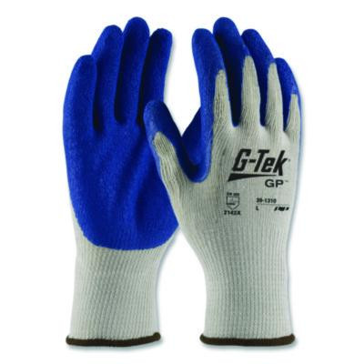 Gp Latex-Coated Cotton/Polyester Gloves, En388: 1111, 10" Long, Large, Gray/Blue, 12 Pairs