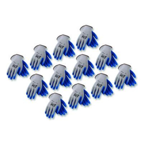 Gp Latex-Coated Cotton/Polyester Gloves, En388: 1111, 10" Long, Medium, Gray/Blue, 12 Pairs