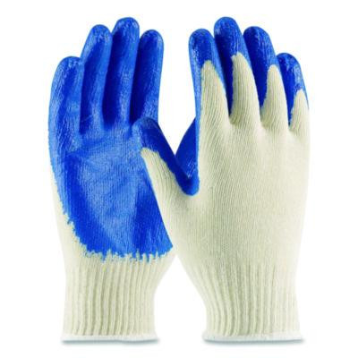 Seamless Knit Cotton/Polyester Gloves, En388: 2011, Small, Natural/Blue, 12 Pairs