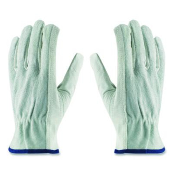 Top-Grain Leather Drivers Gloves With Shoulder-Split Cowhide Leather Back, Gunn Cut, Keystone Thumb, Large, Gray, Pair