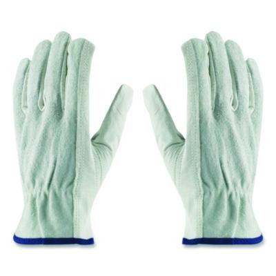 Top-Grain Leather Drivers Gloves With Shoulder-Split Cowhide Leather Back, Gunn Cut, Keystone Thumb, Large, Gray, Pair