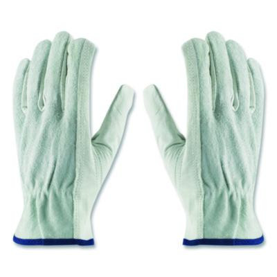 Top-Grain Leather Drivers Gloves With Shoulder-Split Cowhide Leather Back, Gunn Cut, Keystone Thumb, Medium, Gray, Pair