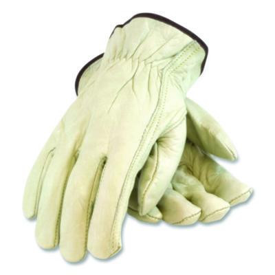 Economy Grade Top-Grain Cowhide Leather Work Gloves, Gunn Cut, Wing Thumb, Medium, Tan, Pair