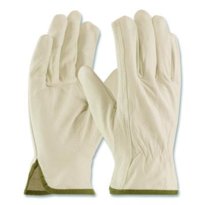 Economy Grade Top-Grain Cowhide Leather Work Gloves, Gunn Cut, Wing Thumb, Medium, Tan, Pair
