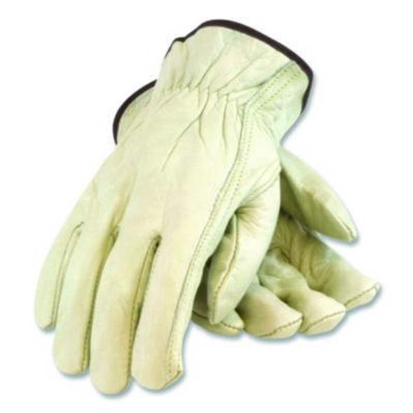 Economy Grade Top-Grain Cowhide Leather Work Gloves, Gunn Cut, Wing Thumb, Small, Tan, Pair