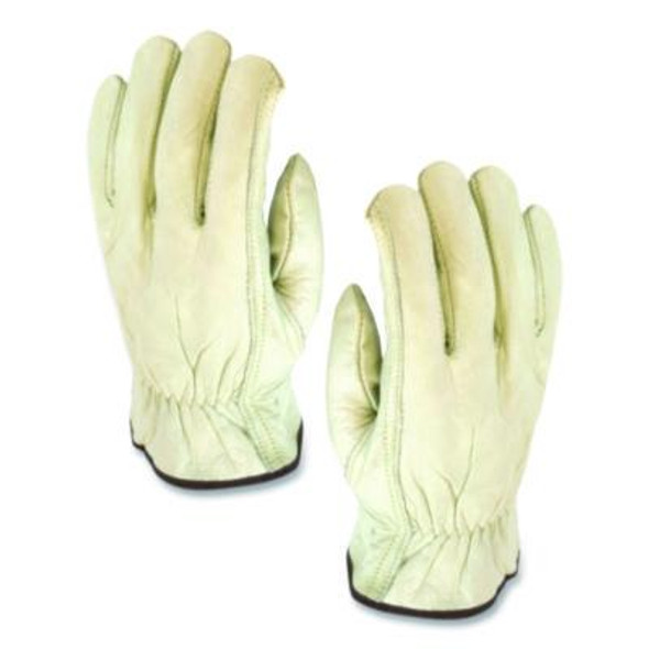 Economy Grade Top-Grain Cowhide Leather Work Gloves, Gunn Cut, Wing Thumb, Small, Tan, Pair