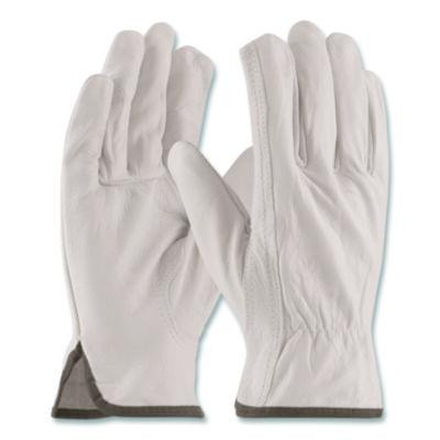 Top-Grain Pigskin Leather Drivers Gloves, Gunn Cut, Keystone Thumb, Large, Gray, Pair