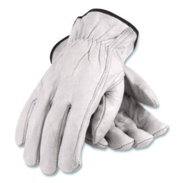 Top-Grain Pigskin Leather Drivers Gloves, Gunn Cut, Keystone Thumb, Medium, Gray, Pair