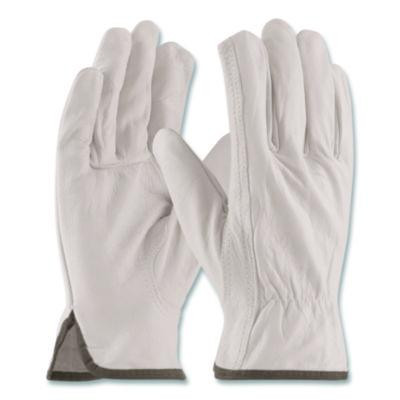 Top-Grain Pigskin Leather Drivers Gloves, Gunn Cut, Keystone Thumb, Medium, Gray, Pair