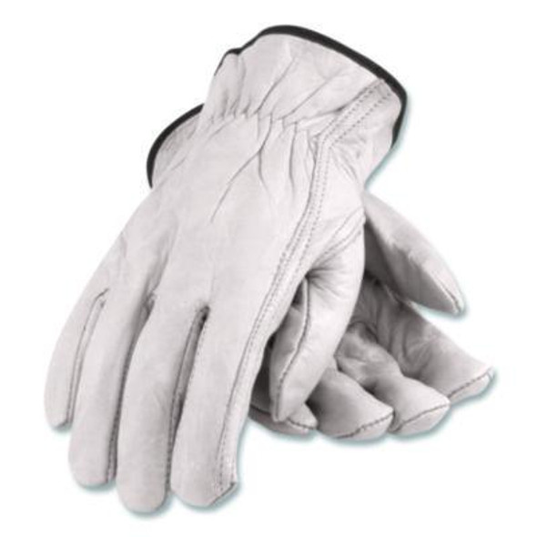 Top-Grain Pigskin Leather Drivers Gloves, Gunn Cut, Keystone Thumb, X-Large, Gray, Pair