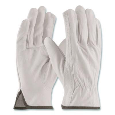 Top-Grain Pigskin Leather Drivers Gloves, Gunn Cut, Keystone Thumb, X-Large, Gray, Pair