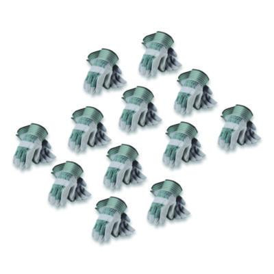 Bronze Series Leather/Fabric Work Gloves, Gunn Cut, Wing Thumb, Medium (Size 8), Gray/Green, 12 Pairs