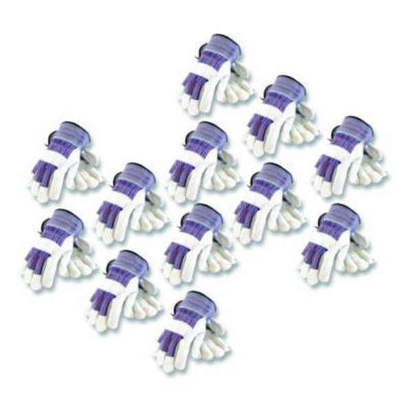 B/C Grade Shoulder Split Cowhide Leather Palm Gloves, Gunn Cut, Wing Thumb, Large, Blue/Gray, 12 Pairs