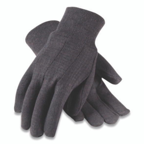 Polyester/Cotton Jersey Gloves, Clute Cut, Straight Thumb, One Size Fits Most, Brown, 12 Pairs