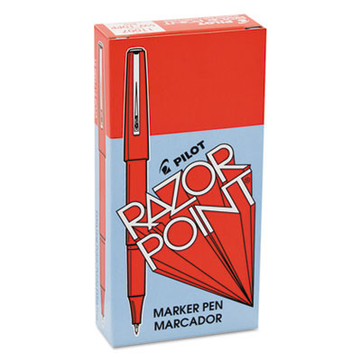 Razor Point Fine Line Porous Point Pen, Stick, Extra-Fine 0.3 Mm, Red Ink, Red Barrel, Dozen