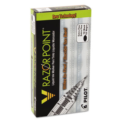 V Razor Point Liquid Ink Porous Point Pen, Stick, Extra-Fine 0.5 Mm, Black Ink, Gray/Smoke Barrel, Dozen