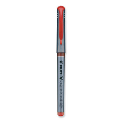 V Razor Point Liquid Ink Porous Point Pen, Stick, Extra-Fine 0.5 Mm, Red Ink, Gray/Translucent Red Barrel, Dozen
