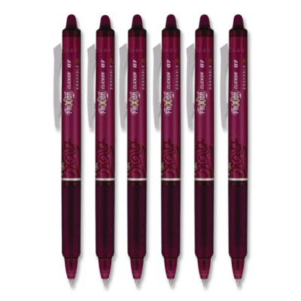 Frixion Clicker Erasable Gel Pen, Retractable, Fine 0.7 Mm, Burgundy Ink, Burgundy Barrel, Dozen