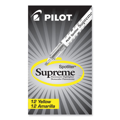 Spotliter Supreme Highlighter, Fluorescent Yellow Ink, Chisel Tip, Yellow/White Barrel, Dozen