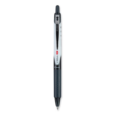 Vball Rt Liquid Ink Rollerball Pen, Retractable, Extra-Fine 0.5 Mm, Black Ink, Black/White Barrel