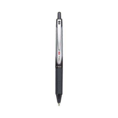 Vball Rt Liquid Ink Rollerball Pen, Retractable, Fine 0.7 Mm, Black Ink, Black/White Barrel
