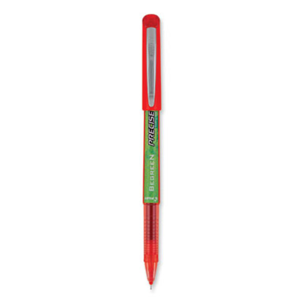 Precise V5 Begreen Rollerball Pen, Stick, Extra-Fine 0.5 Mm, Red Ink, Red Barrel, Dozen