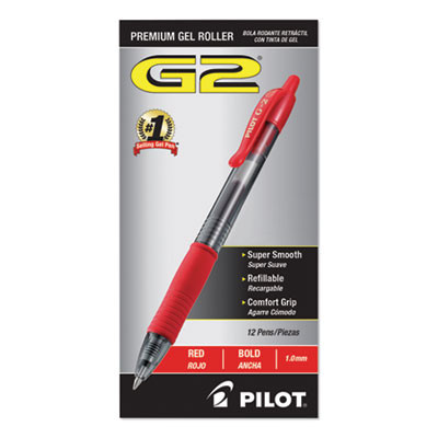 G2 Premium Gel Pen, Retractable, Bold 1 Mm, Red Ink, Smoke/Red Barrel, Dozen