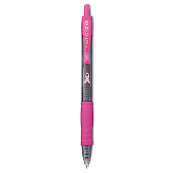 G2 Premium Breast Cancer Awareness Gel Pen, Retractable, Fine 0.7 Mm, Black Ink, Smoke/Pink Barrel, 2/Pack