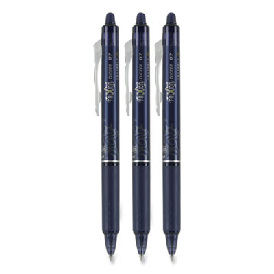 Frixion Clicker Erasable Gel Pen, Retractable, Fine 0.7 Mm, Navy Ink, Navy Barrel, 3/Pack