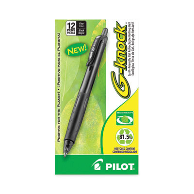 G-Knock Begreen Gel Pen, Retractable, Fine 0.7 Mm, Black Ink, Smoke/Black Barrel, Dozen
