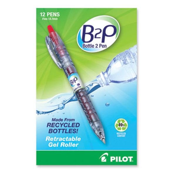 B2p Bottle-2-Pen Recycled Gel Pen, Retractable, Fine 0.7 Mm, Red Ink, Translucent Blue Barrel
