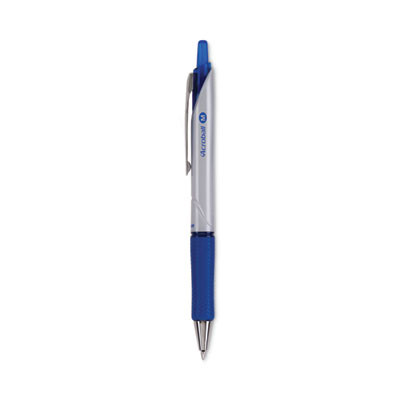 Acroball Pro Advanced Ink Hybrid Gel Pen, Retractable, Medium 1 Mm, Blue Ink, Silver/Blue Barrel, Dozen