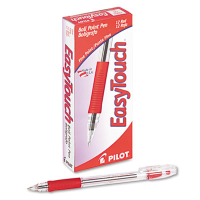 Easytouch Ballpoint Pen, Stick, Fine 0.7 Mm, Red Ink, Clear/Red Barrel, Dozen