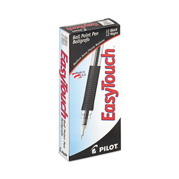 Easytouch Ballpoint Pen, Stick, Medium 1 Mm, Black Ink, Clear/Black Barrel, Dozen