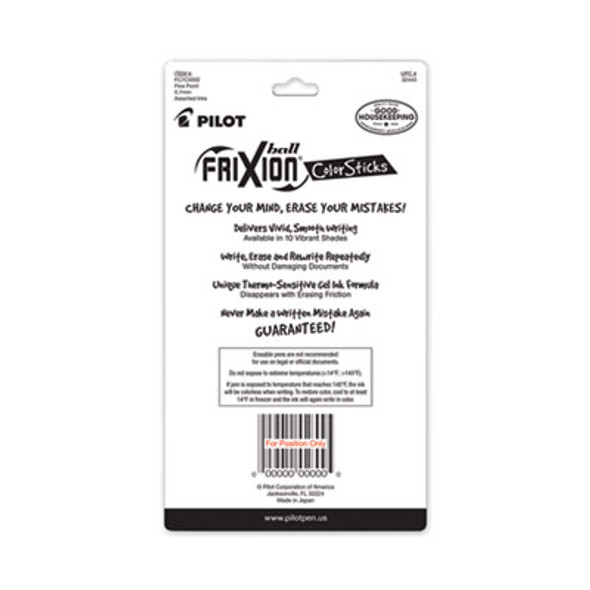 Frixion Colorsticks Erasable Gel Pen, Stick, Fine 0.7 Mm, Assorted Ink And Barrel Colors, 5/Pack