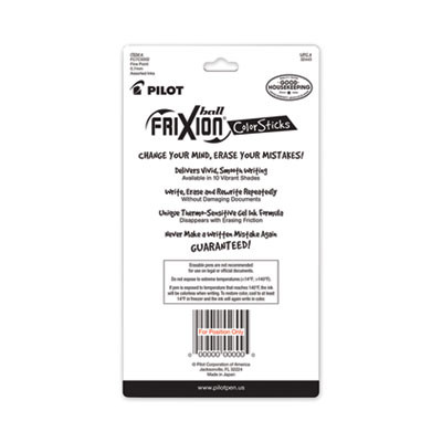 Frixion Colorsticks Erasable Gel Pen, Stick, Fine 0.7 Mm, Assorted Ink And Barrel Colors, 5/Pack