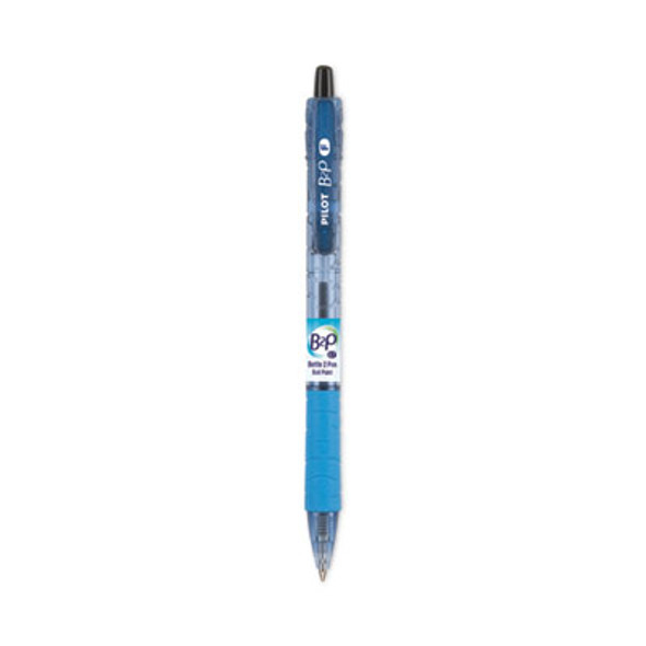 B2p Bottle-2-Pen Recycled Ballpoint Pen, Retractable, Fine 0.7 Mm, Black Ink, Translucent Blue Barrel, Dozen