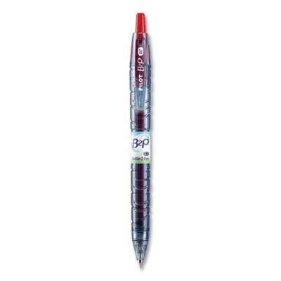 B2p Bottle-2-Pen Recycled Ballpoint Pen, Retractable, Fine 0.7 Mm, Red Ink, Translucent Blue Barrel, Dozen