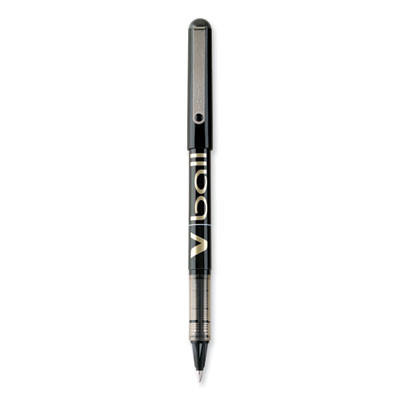 Vball Liquid Ink Rollerball Pen, Stick, Fine 0.7 Mm, Black Ink, Black/Clear Barrel, Dozen