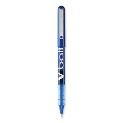 Vball Liquid Ink Rollerball Pen, Stick, Extra-Fine 0.5 Mm, Blue Ink, Blue/Clear Barrel, Dozen