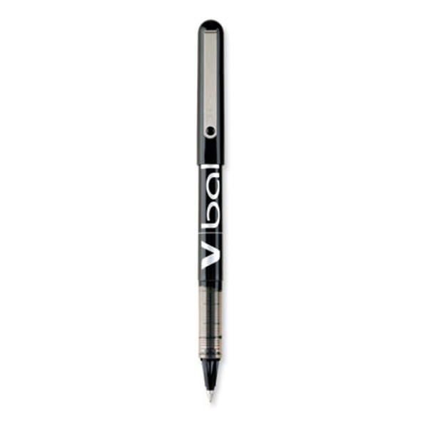 Vball Liquid Ink Rollerball Pen, Stick, Extra-Fine 0.5 Mm, Black Ink, Black/Clear Barrel, Dozen