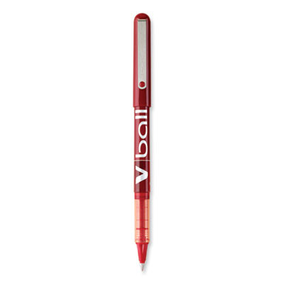 Vball Liquid Ink Rollerball Pen, Stick, Extra-Fine 0.5 Mm, Red Ink, Red/Clear Barrel, Dozen