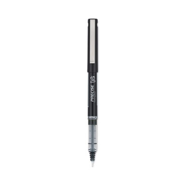 Precise V5 Rollerball Pen, Stick, Extra-Fine 0.5 Mm, Black Ink, Black/Clear Barrel, Dozen
