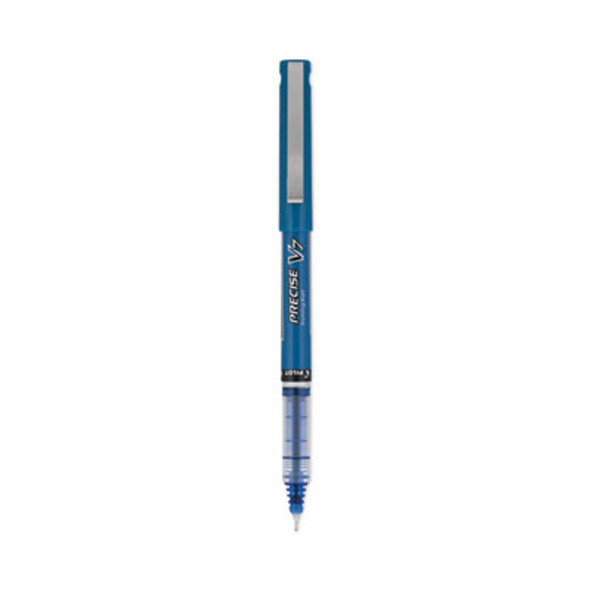 Precise V7 Roller Ball Pen, Stick, Fine 0.7 Mm, Blue Ink, Blue/Clear Barrel, Dozen