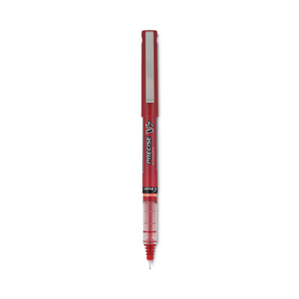 Precise V7 Rollerball Pen, Stick, Fine 0.7 Mm, Red Ink, Red/Clear Barrel, Dozen