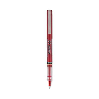 Precise V7 Rollerball Pen, Stick, Fine 0.7 Mm, Red Ink, Red/Clear Barrel, Dozen